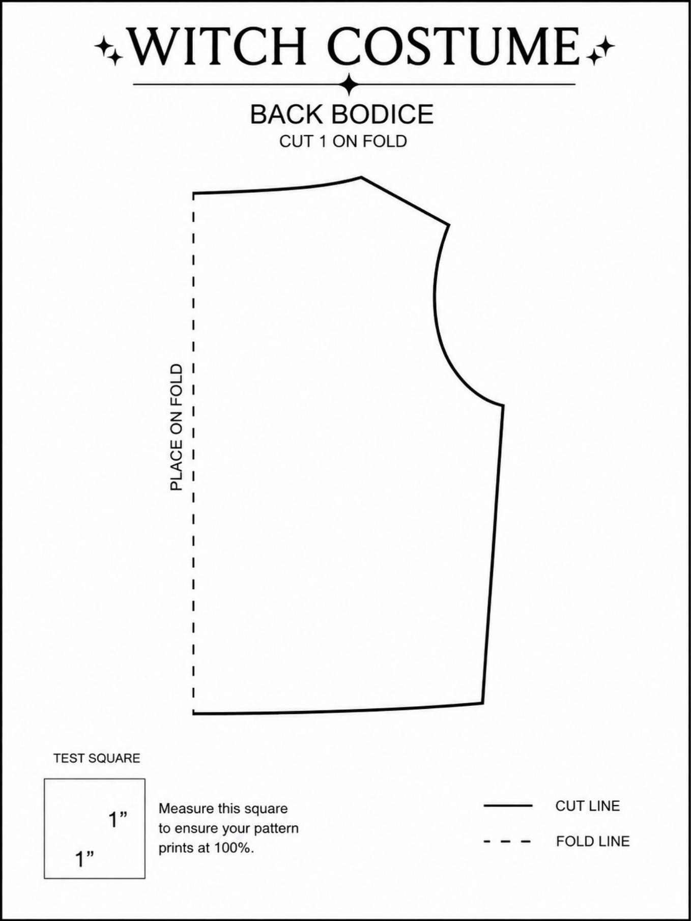 Printed pink witch costume pattern template pages